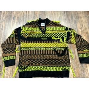 "Ragged Jeans"Sweater, Hanging Strings, Grundge, Hip Hop, Colorful, Beetlejuice
